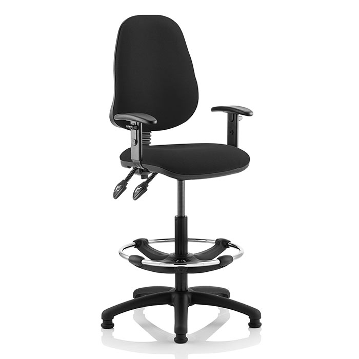 Eclipse 2 Lever Task Operator Chair With Height Adjustable Arms And Hi-Rise Draughtsman Kit