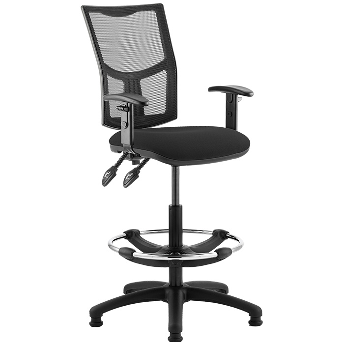 Eclipse 2 Lever Task Operator Chair - Mesh Back With Height Adjustable Arms And Hi-Rise Draughtsman Kit