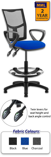 Eclipse 2 Lever Task Operator Chair - Mesh Back With Loop Arms And Hi-Rise Draughtsman Kit