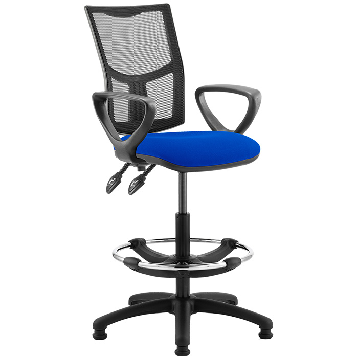 Eclipse 2 Lever Task Operator Chair - Mesh Back With Loop Arms And Hi-Rise Draughtsman Kit