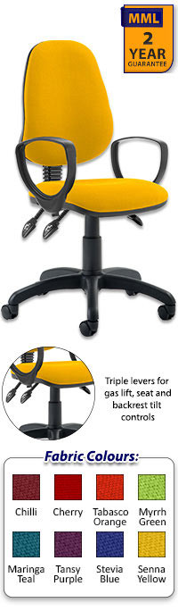 Eclipse 3 Lever Task Operator Chair - Bespoke Colour Chair With Loop Arms