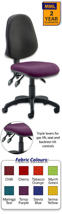 Eclipse 3 Lever Task Operator Chair - Bespoke Colour Seat