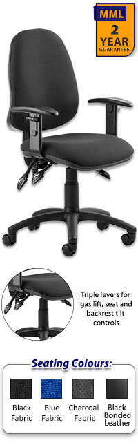 Eclipse 3 Lever Task Operator Chair With Height Adjustable Arms