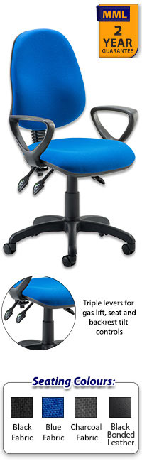 Eclipse 3 Lever Task Operator Chair With Loop Arms