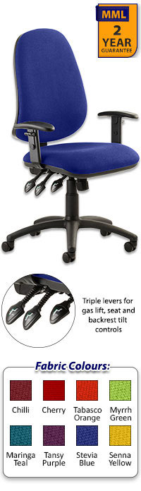 Eclipse XL 3 Lever Task Operator Chair - Bespoke Colour Chair With Height Adjustable Arms
