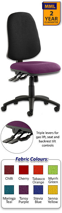 Eclipse XL 3 Lever Task Operator Chair - Bespoke Colour Seat