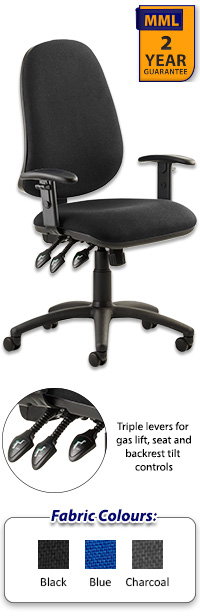 Eclipse XL 3 Lever Task Operator Chair With Height Adjustable Arms