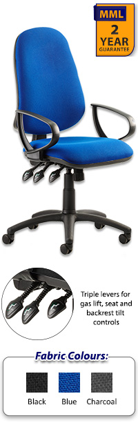 Eclipse XL 3 Lever Task Operator Chair With Loop Arms