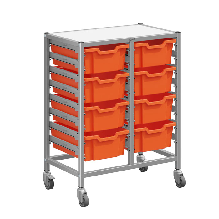 Gratnells Dynamis Double Column Trolley Complete Set - 8 Deep Trays