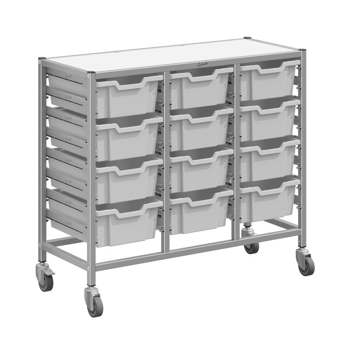 Gratnells Dynamis Treble Column Trolley Complete Set - 12 Deep Trays