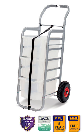 Gratnells Rover Trolley Antimicrobial Set In Silver with 3 Extra Deep Trays