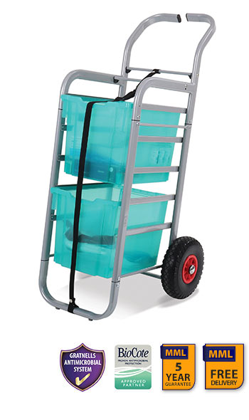 Gratnells Rover Trolley Antimicrobial Set In Silver With 3 Jumbo Trays