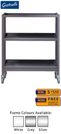Gratnells Science Range - Bench Height Empty Double Column Trolley With Shelves - 860mm