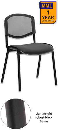 ISO Black Frame Chair With Mesh Back And Black Fabric Seating