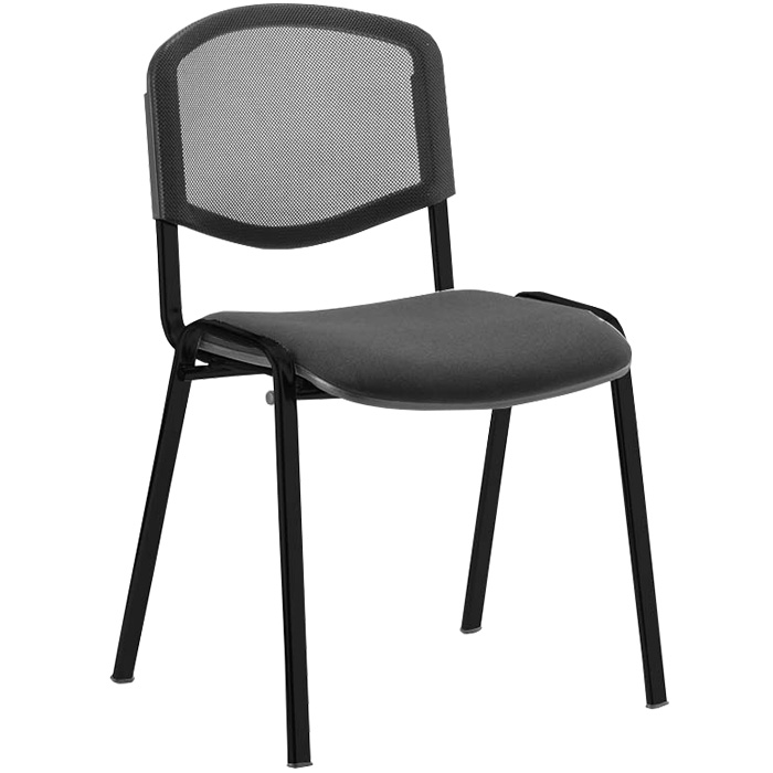 ISO Black Frame Chair With Mesh Back And Black Fabric Seating