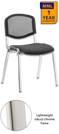 ISO Chrome Frame Chair With Mesh Back And Black Fabric Seating