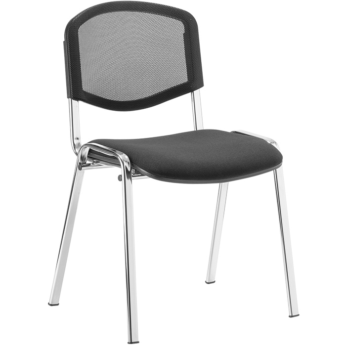 ISO Chrome Frame Chair With Mesh Back And Black Fabric Seating