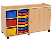 Flexi Access Unit - 6 Deep & 16 Coloured Tote Trays & Doors - Mobile