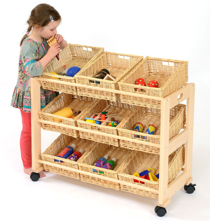 Single Classroom Tidy With 9 Wicker Baskets