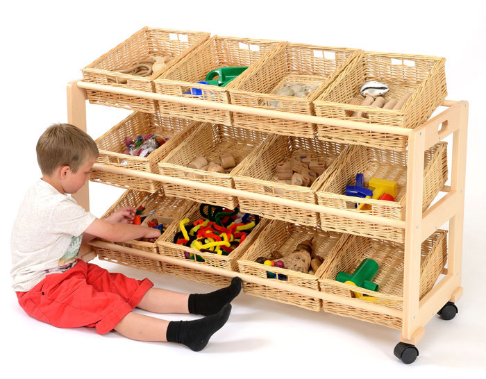 Single Classroom Tidy With 12 Wicker Baskets