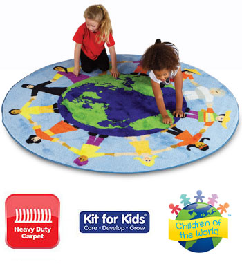 Children of the World Multi-Cultural Rug - Light Blue - 2m Diameter