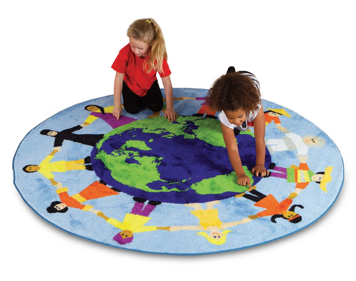 Children of the World Multi-Cultural Rug - Light Blue - 2m Diameter