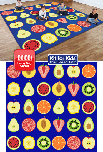 Fruit Large Square Placement Carpet - 3m x 3m  (FREE Runner Carpet 3x1m)