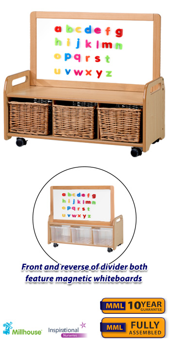 PlayScapes Low Storage Unit With Double Sided Magnetic Whiteboard Unit