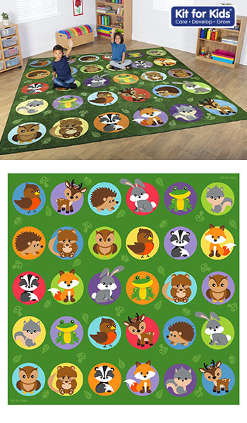 Woodland Animals Placement Carpet - 3m x 3m