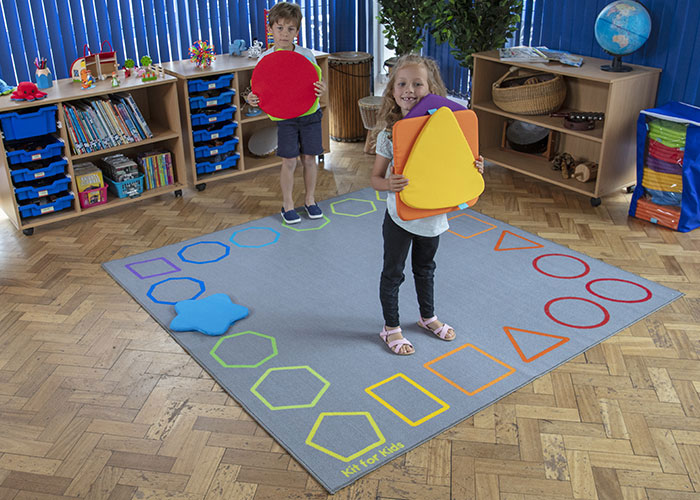 Essentials Rainbow Geometric Border Carpet - 2m x 2m