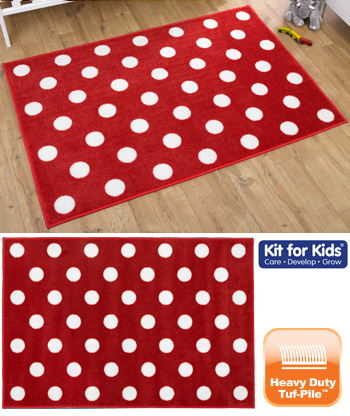 Red With White Spots Nursery Rug - 1.5m x 1m