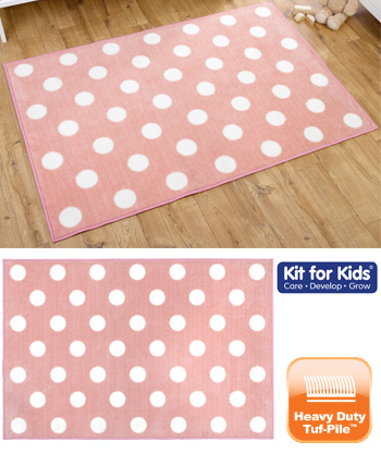 Pink With White Spots Nursery Rug - 1.5m x 1m