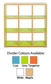 Bubblegum Storage Room Divider - Tall 9 Compartment Unit