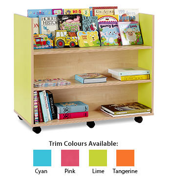 Bubblegum Library Unit With 3 Straight Shelves On Both Sides