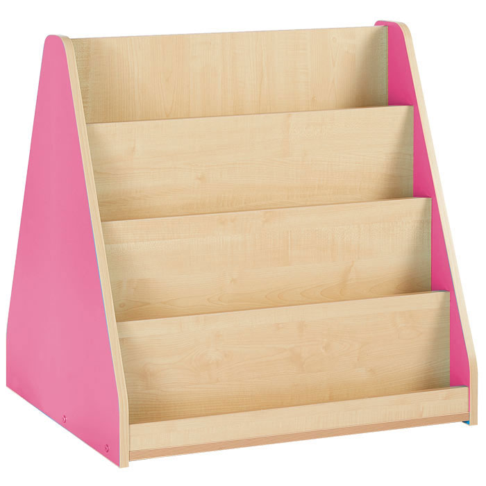 Bubblegum Double Sided Library Unit with 3 Tiered Fixed Shelves On Both Sides