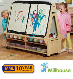 Double-sided 4 Station Easel with Low Storage Trolley (Toddler)