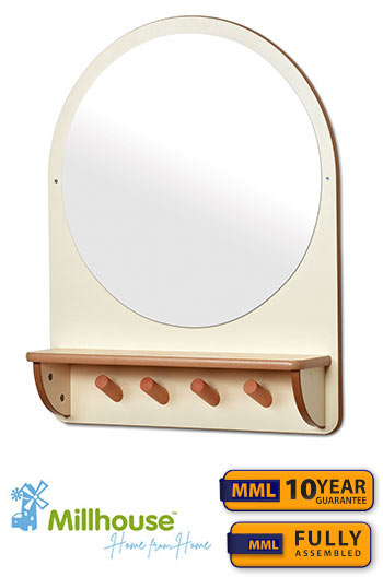 Millhouse Wall Mirror with Hooks