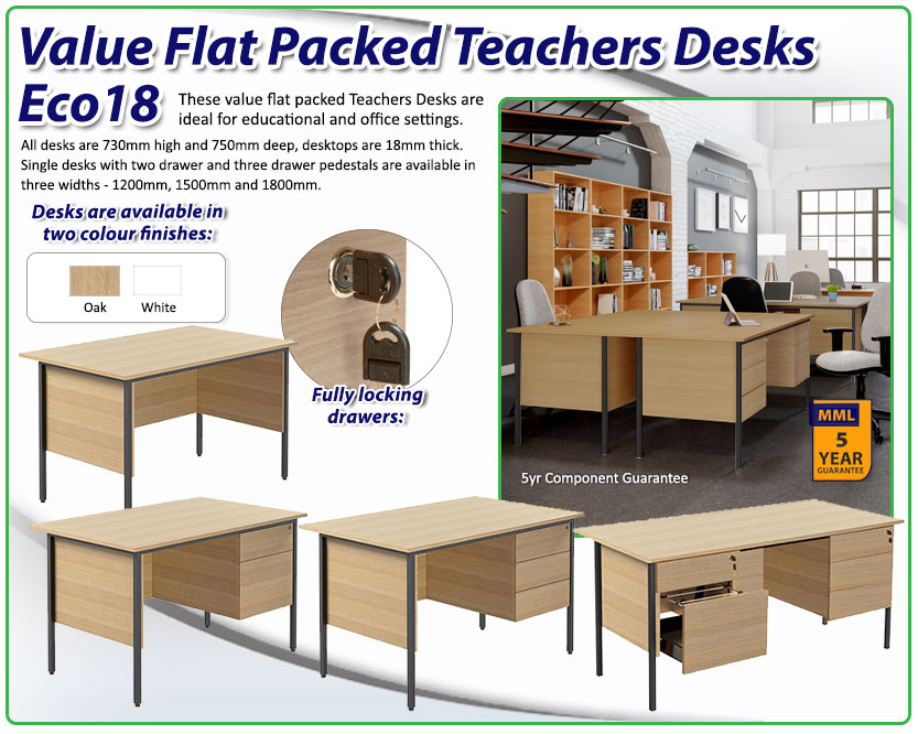 Value Flat Packed Teachers Desks
