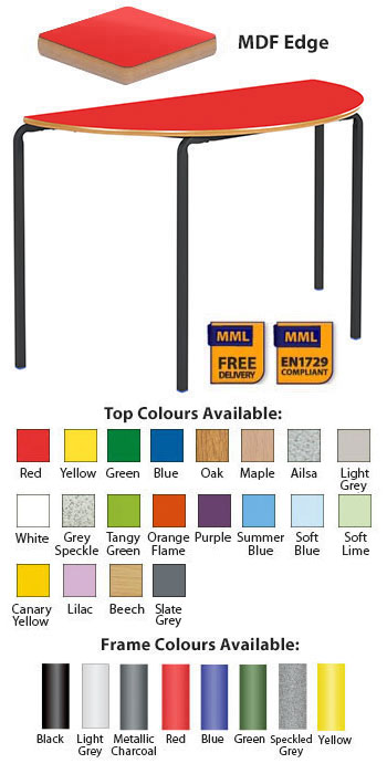 Classroom Premium Slide Stacking Semi-Circular Table - MDF Edge