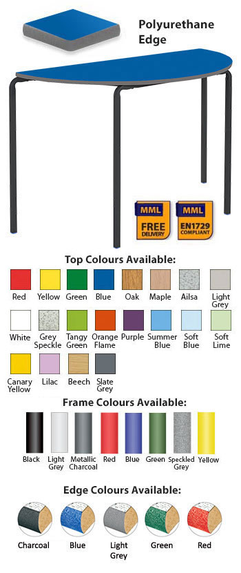 Classroom Premium Slide Stacking Semi-Circular Table - Duraform Spray Polyurethane Edge