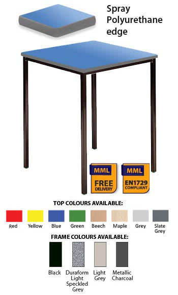 Classroom Contract Spiral Stacking Square Table - Spray Polyurethane Edge