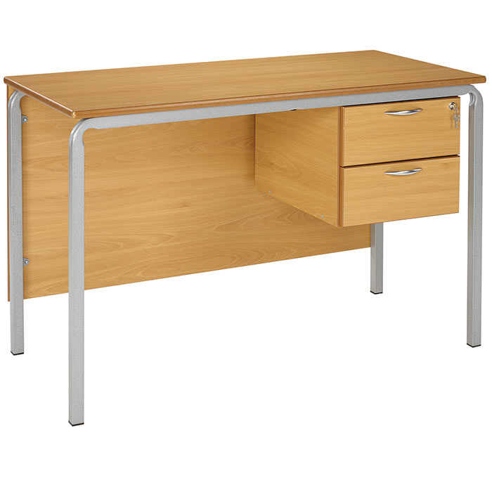 Crushed Bent Teachers Desk With MDF Edge - 2 Drawer Pedestal