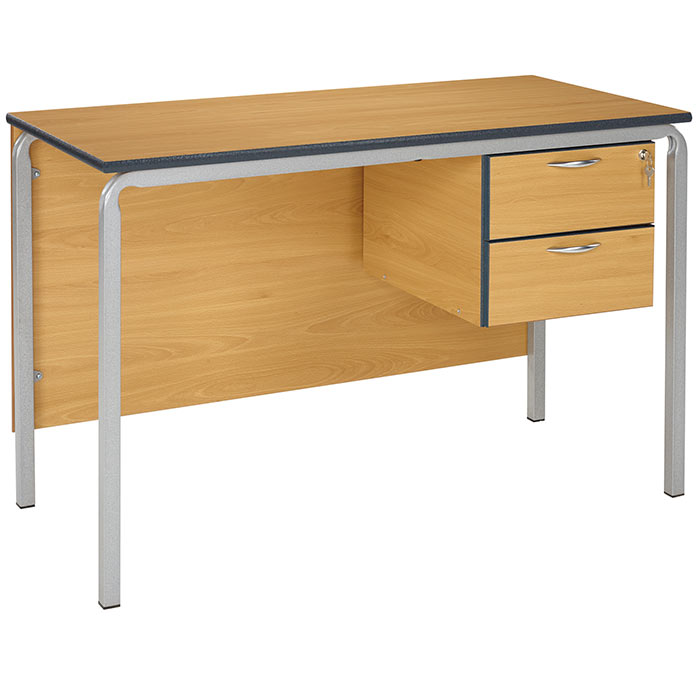 Crushed Bent Teachers Desk With PU Edge - 2 Drawer Pedestal