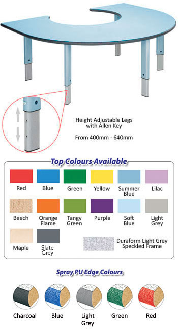 Height Adjustable Heavy Duty - Rainbow Shape Table