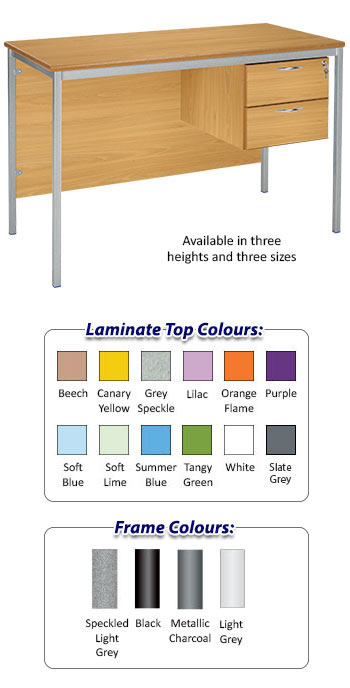 Fully Welded Teachers Desk With MDF Edge - 2 Drawer Pedestal