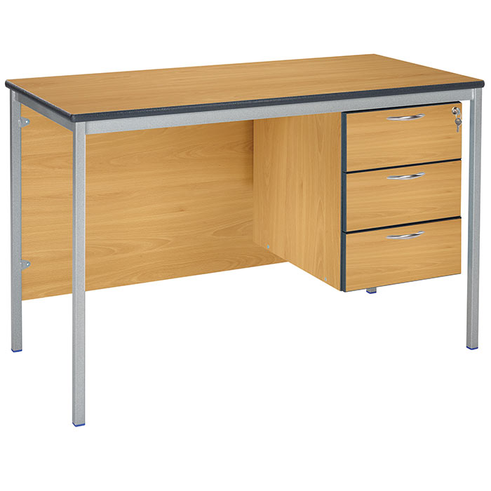 Fully Welded Teachers Desk With PU Edge - 3 Drawer Pedestal