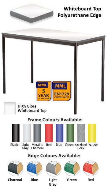 Whiteboard Spiral Stacking Rectangular Table - Duraform Spray Polyurethane Edge