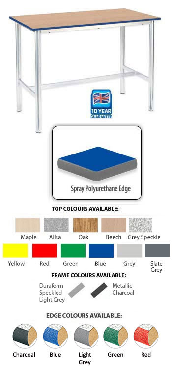 Premium H-Frame Work Table With Spray Polyurethane Edge 