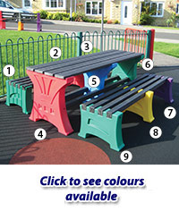 Multicoloured 6 Person Table And Bench Set