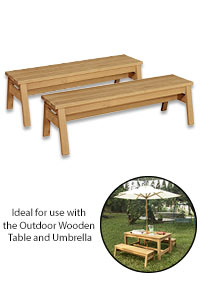 Outdoor Wooden Bench - Set of 2